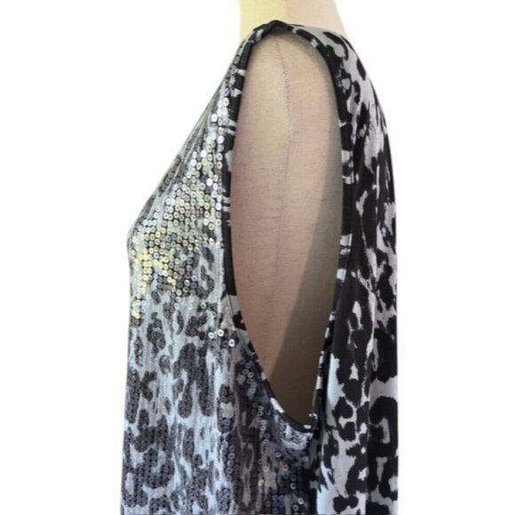 Joan Rivers Black and Grey Animal Print Tank Top Cami Sequin Front Plus 2X NWT - Picture 8 of 14